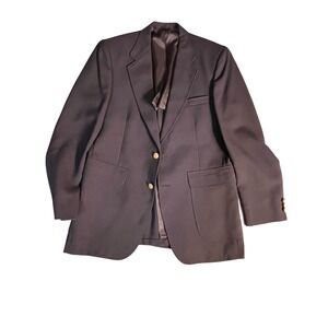 Vtg Stafford 40R Navy Hopsack Gold Button Mens Blazer Suit Jacket Sport Coat